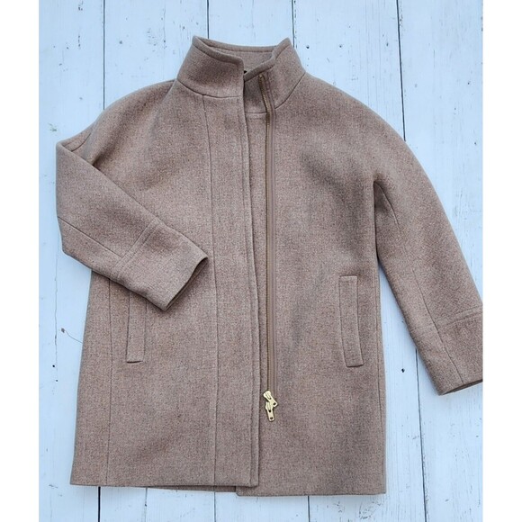 J.Crew Stadium Cocoon Peacoat b2770 Nello Gori Wool Blend Beige Tan Coat Sz 12 - Picture 8 of 14